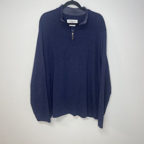 Mizzen+Main Other - Mizzen+Main Sweater Men 2XL Blue 1/4 Zip Trim Fit Pullover Casual Golf‎ XXL